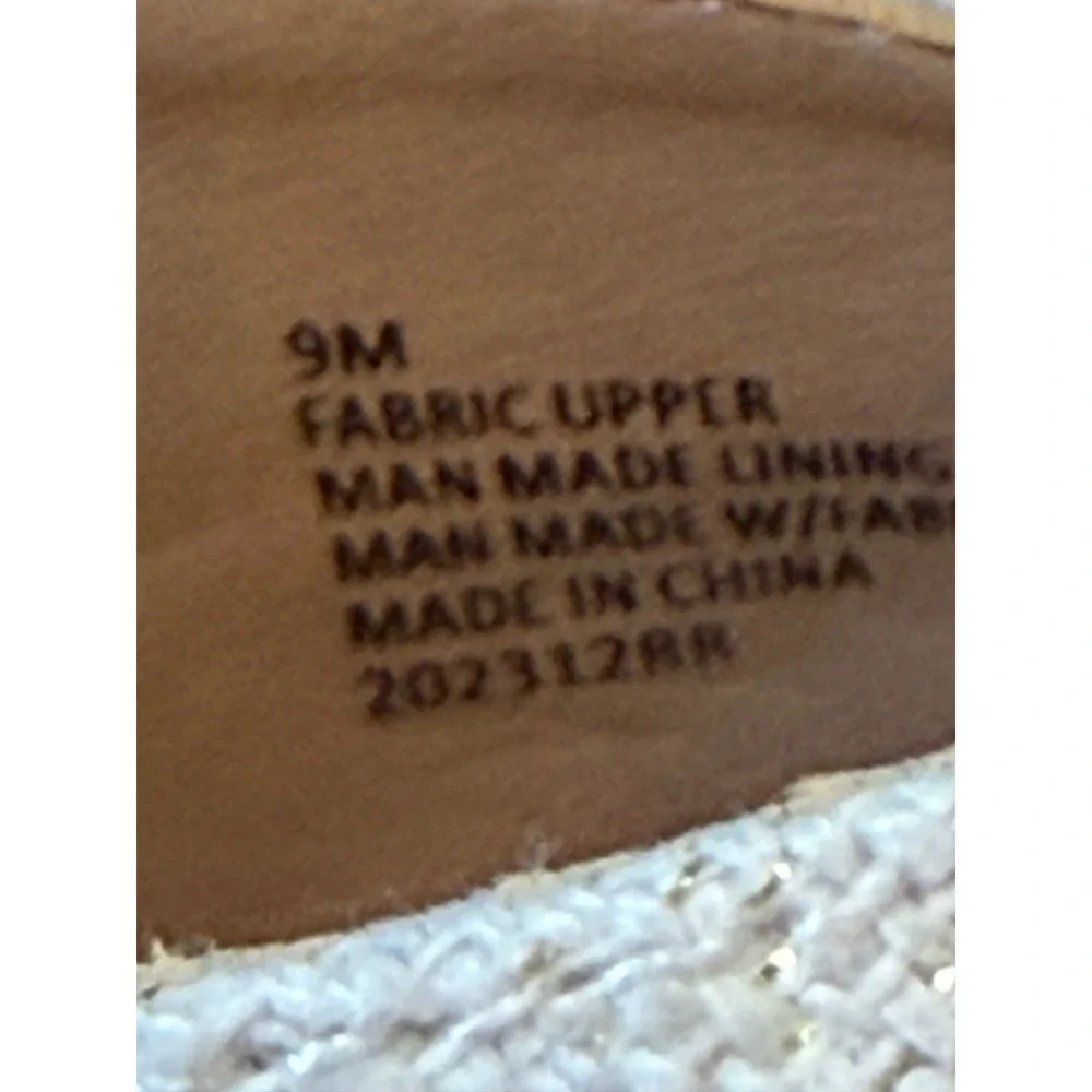 Wedge Sandals Alex Marie Womens Beige Fabric Espadrille Closed Toe Buckle Sz 9M